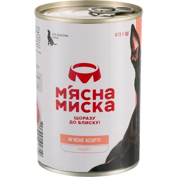 

Паштет для собак М'ясна Миска паштет мясное ассорти 415 г