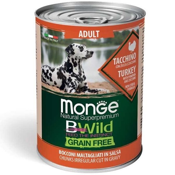 Влажный корм для собак Monge Dog Wet Be Wild Adult индейка, тыква и цуккини, 400 г