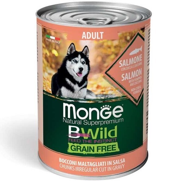 

Влажный корм для собак Monge Dog Wet Be Wild Adult лосось, тыква и цуккини, 400 г