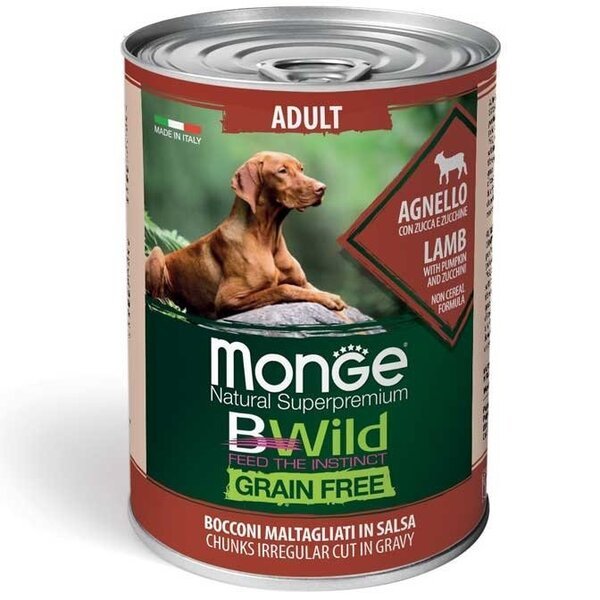 

Влажный корм для собак Monge Dog Wet Be Wild Adult ягненок, тыква и цуккини, 400 г