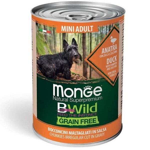 

Влажный корм для собак Monge Dog Wet Be Wild Mini Adult утка, тыква и цуккини, 400