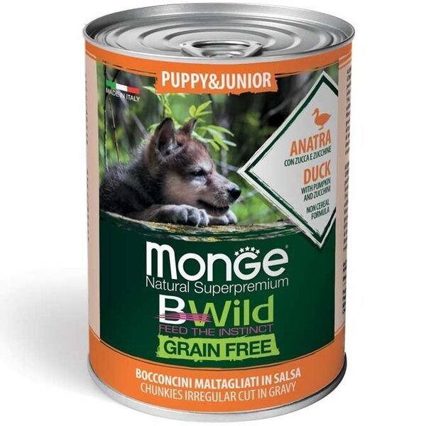 

Влажный корм для щенков Monge Dog Wet Be Wild Puppy & Junior утка, тыква и цуккини, 400 г