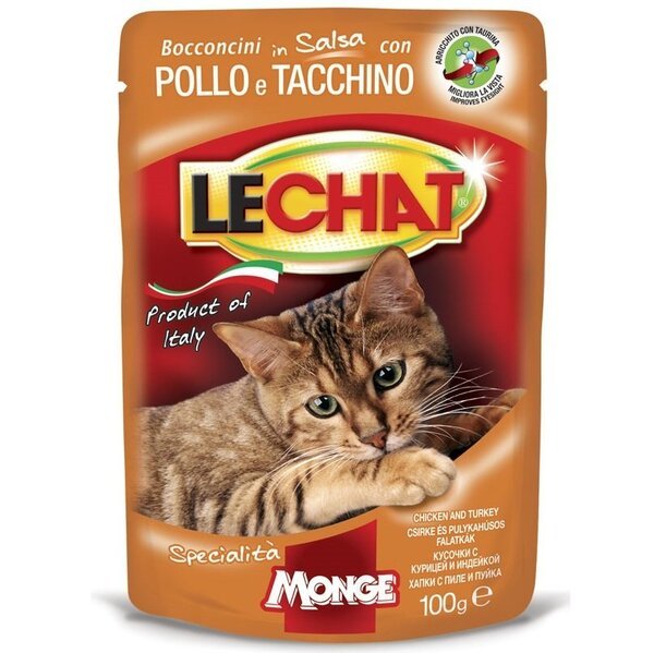 

Влажный корм для кошек Monge LeChat Wet Adult курица с индейкой 100 г.