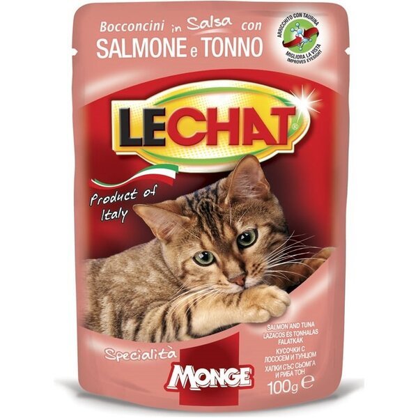 

Влажный корм для кошек Monge LeChat Wet Adult тунец и лосось 100 г