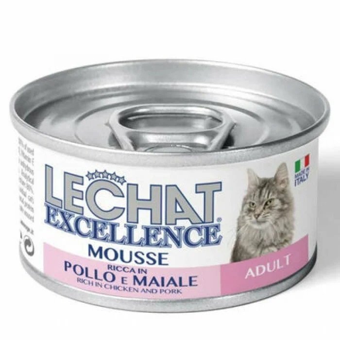Влажный корм для кошек Monge LeChat Excellence Adult курица свинина мусс 85 г фото 1