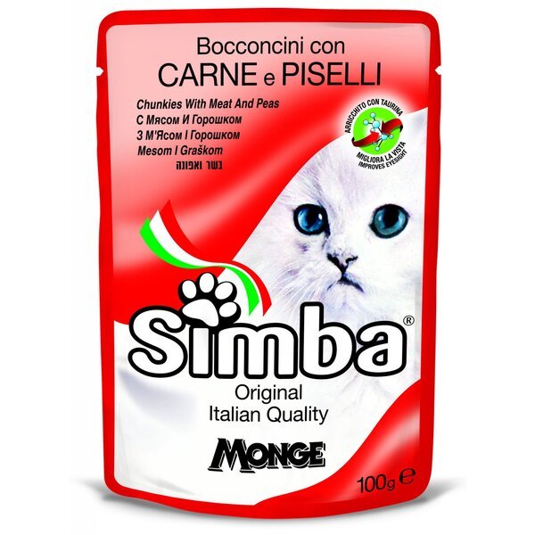 

Влажный корм для кошек Simba Cat Wet с мясом и горошком 100 г