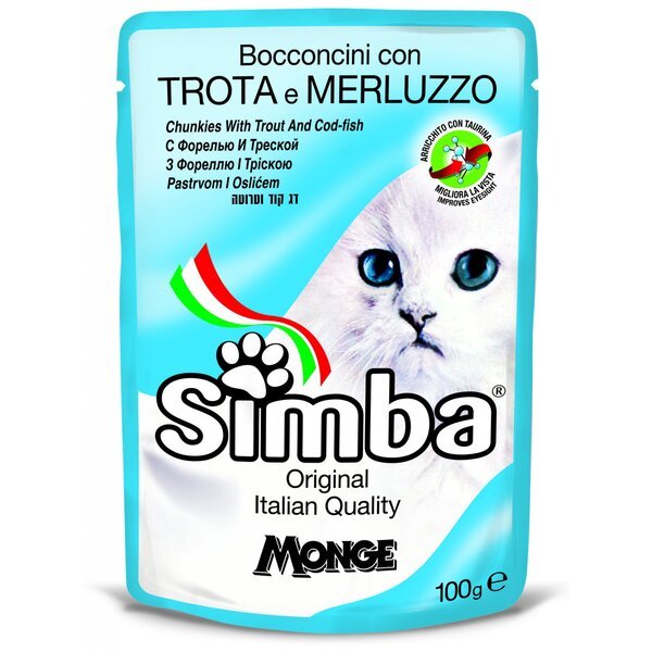 Влажный корм для кошек Simba Cat Wet форель и треска 100 г