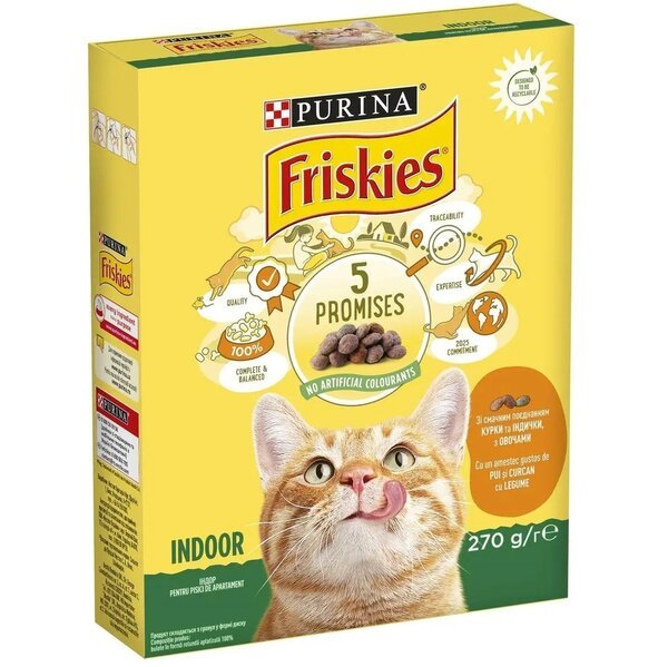 

Сухой корм для котов Friskies Indoor с курицей и садовой травой 270 г