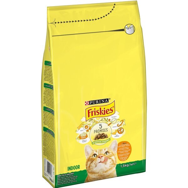 Сухий корм для дорослих котів Purina Friskies Indoor з куркою та індичкою, з овочами 1.5 кг