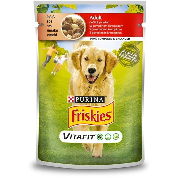 

Влажный корм для собак Purina Friskies с говядиной и картофелем в соусе 100 г
