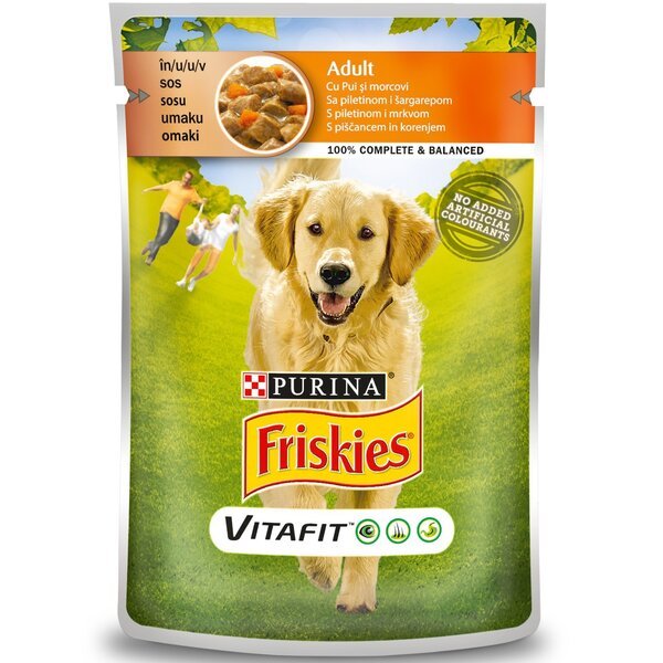 

Влажный корм для собак Purina Friskies с курицей и морковью в соусе 100 г