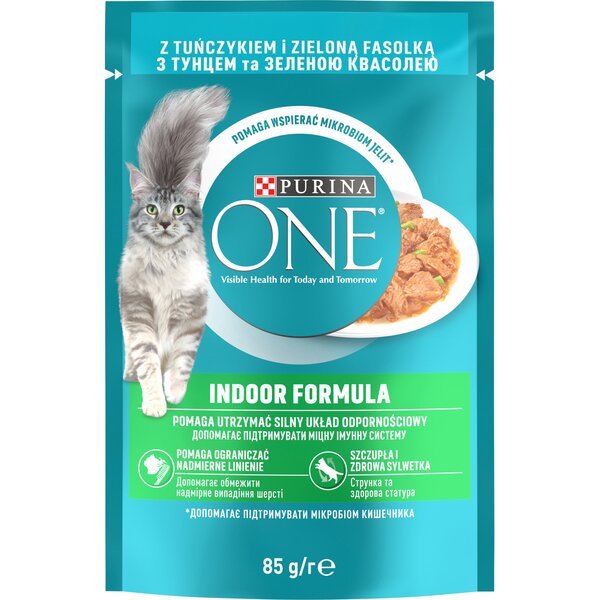 

Влажный корм для котов Purina One с тунцом и зеленой фасолью в соусе 85 г