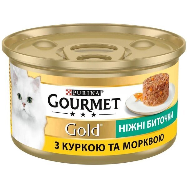 

Влажный корм для котов Gourmet Gold. Нежные биточки с курицей и морковью 85 г