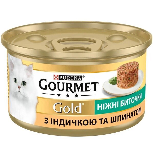 

Влажный корм для котов Gourmet Gold Нежные биточки с индейкой и шпинатом 85 г