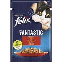 Вологий корм для кішок Felix Fantastic з яловичиною в желе, 85г