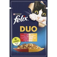 Влажный корм для кошек Felix Fantastic Duo с говядиной и птицей кусочки в желе 85 г