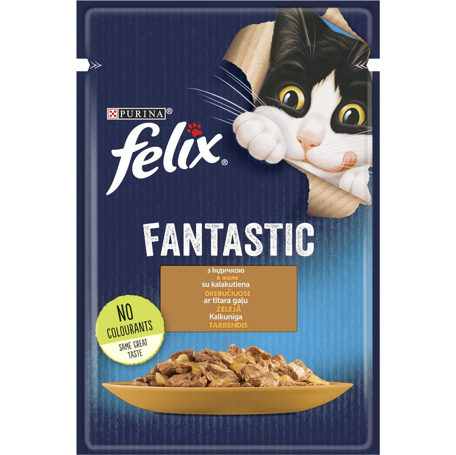 Влажный корм для кошек Felix Fantastic с индейкой в желе для котов 85г фото 