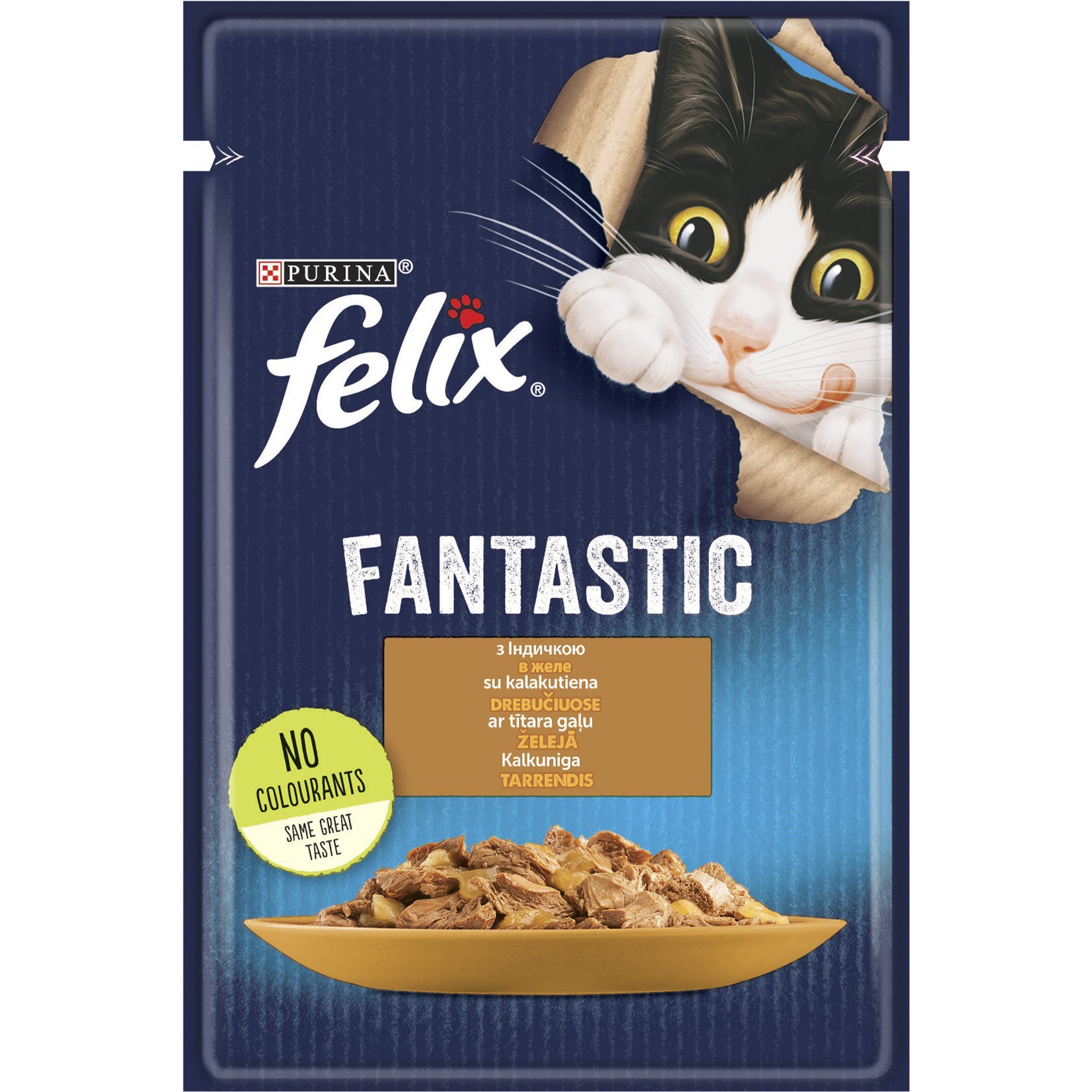 Влажный корм для кошек Felix Fantastic с индейкой в желе для котов 85г фото 1