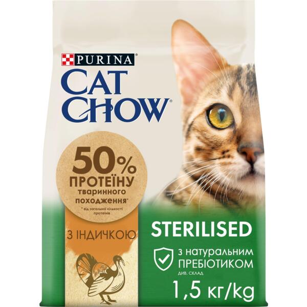 

Сухой корм для котов Cat Chow Sterilised с индейкой 1,5кг