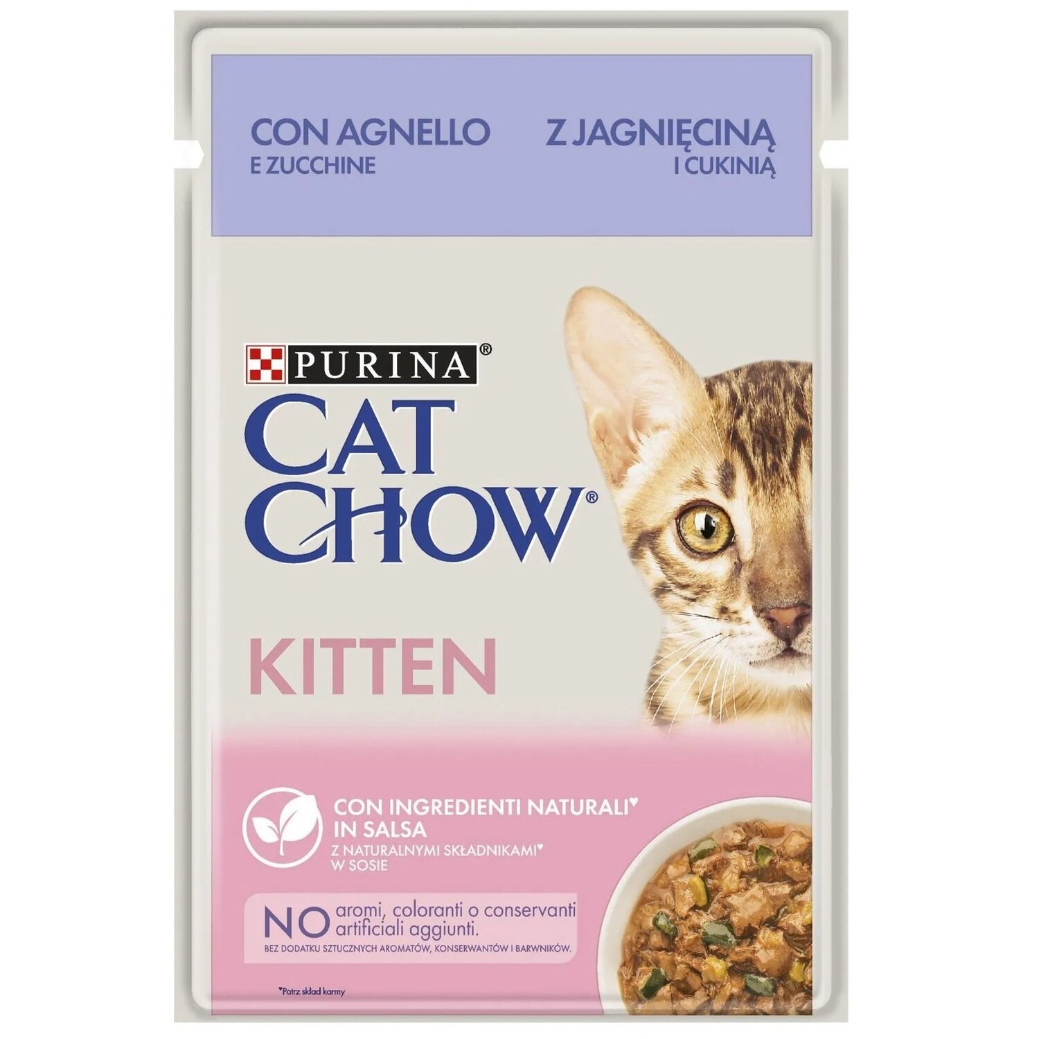 Влажный корм для котят Cat Chow Kitten с ягненком и цуккини в желе 85г фото 
