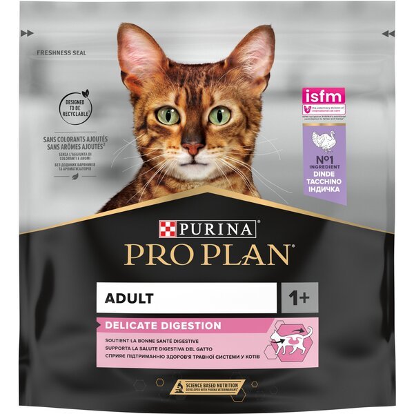 

Сухой корм для котов с чувствительным пищеварением Purina Pro Plan Cat Delicate с индейкой 400 г