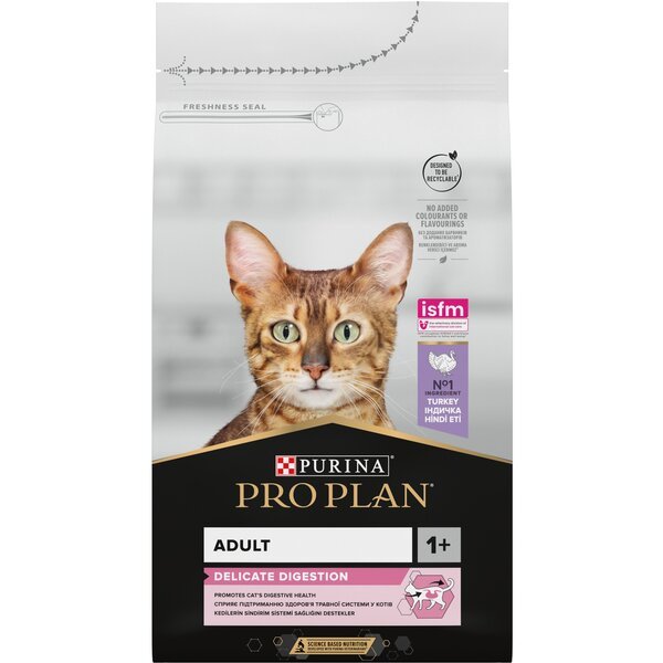 Сухой корм для кошек с чувствительным пищеварением Purina Pro Plan Cat Delicate с индейкой, 1.5 кг