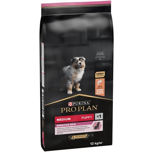 

Сухой корм для щенков средних пород Purina Pro Plan Dog Medium Puppy OptiDerma с лососем и рисом 12 кг