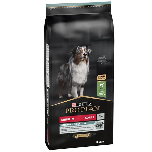 Сухой корм  для собак с чувствительным пищеварением Purina Pro Plan Medium Sensitive ягненок, 14 кг