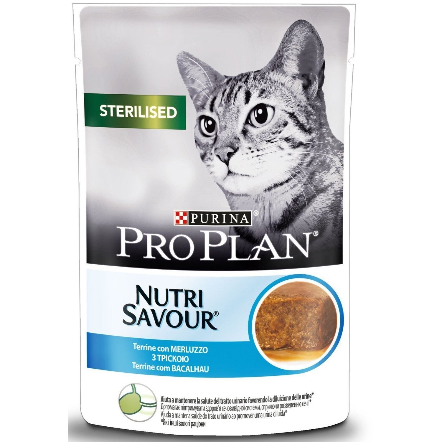 Влажный корм для стерилизованных кошек Purina Pro Plan Cat Nutrisavour Sterilised мусс с треской, 85 г фото 