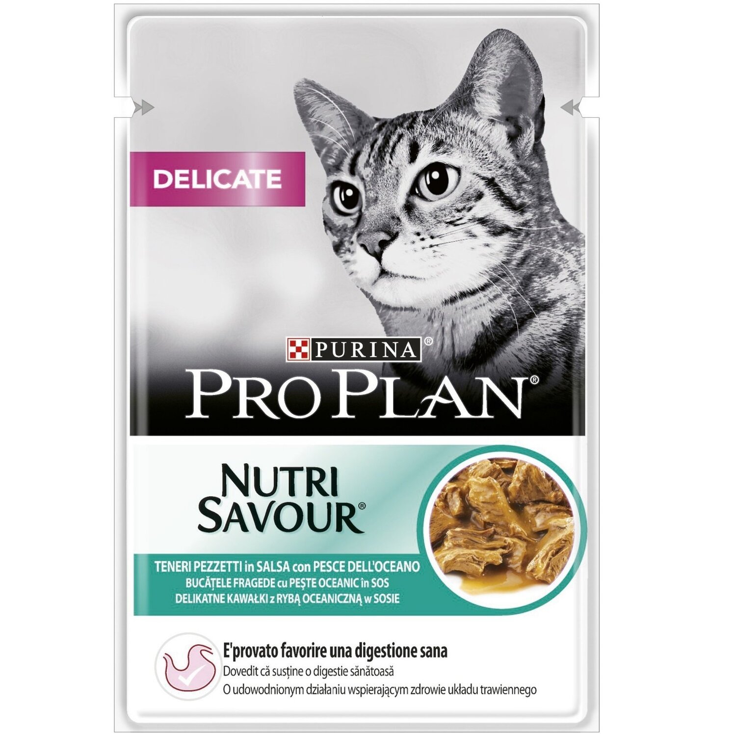Влажный корм для для кошек с чувствительным пищеварением Purina Pro Plan Cat Nutrisavour Delicate с рыбой, 85 г фото 
