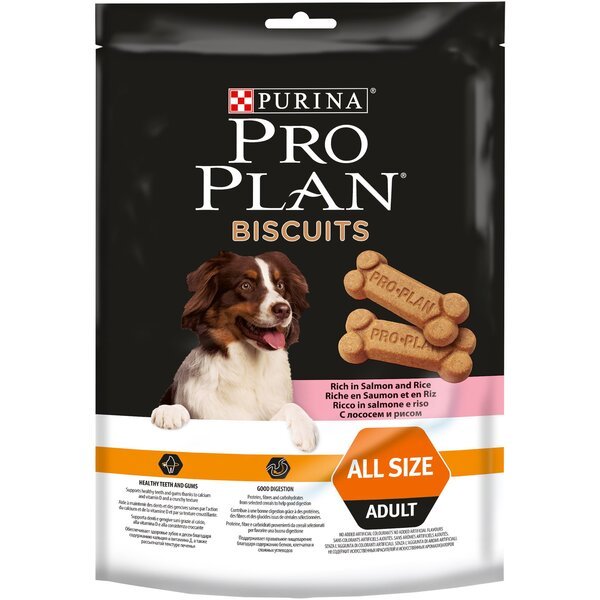 

Лакомство для взрослых собак Purina Pro Plan Biscuits печенье с лососем и рисом 400 г