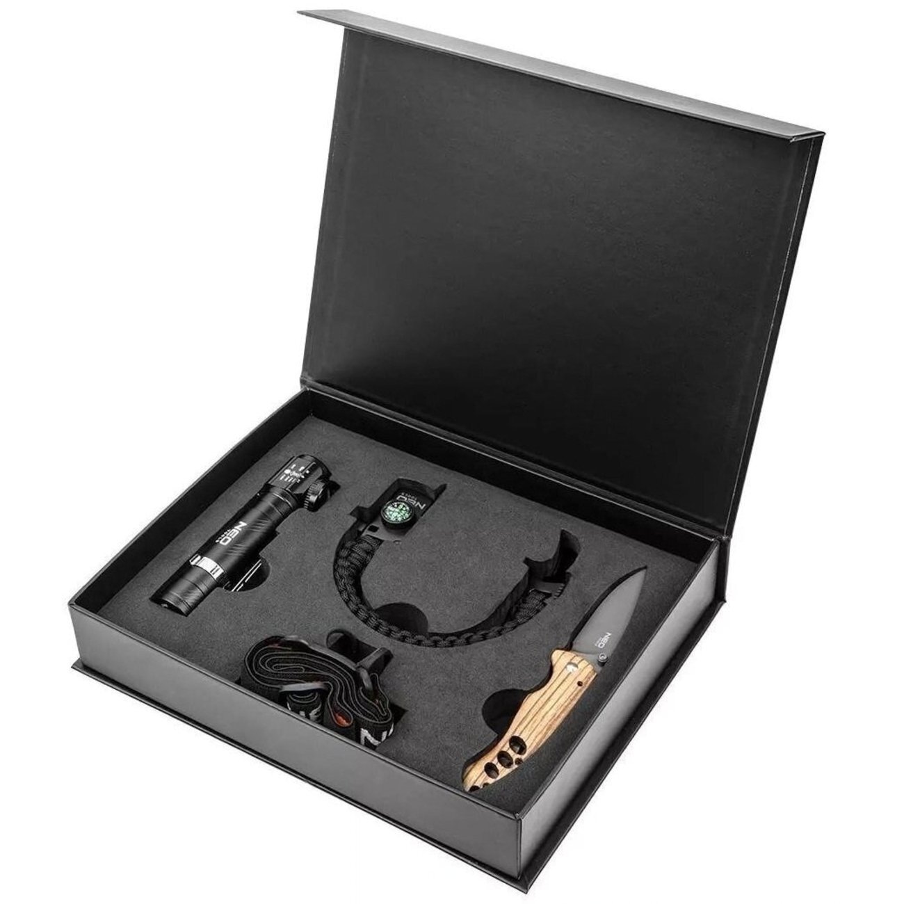 Набор подарочный Neo Tools (фонарь, браслет туристический, складной нож) (63-033) фото 