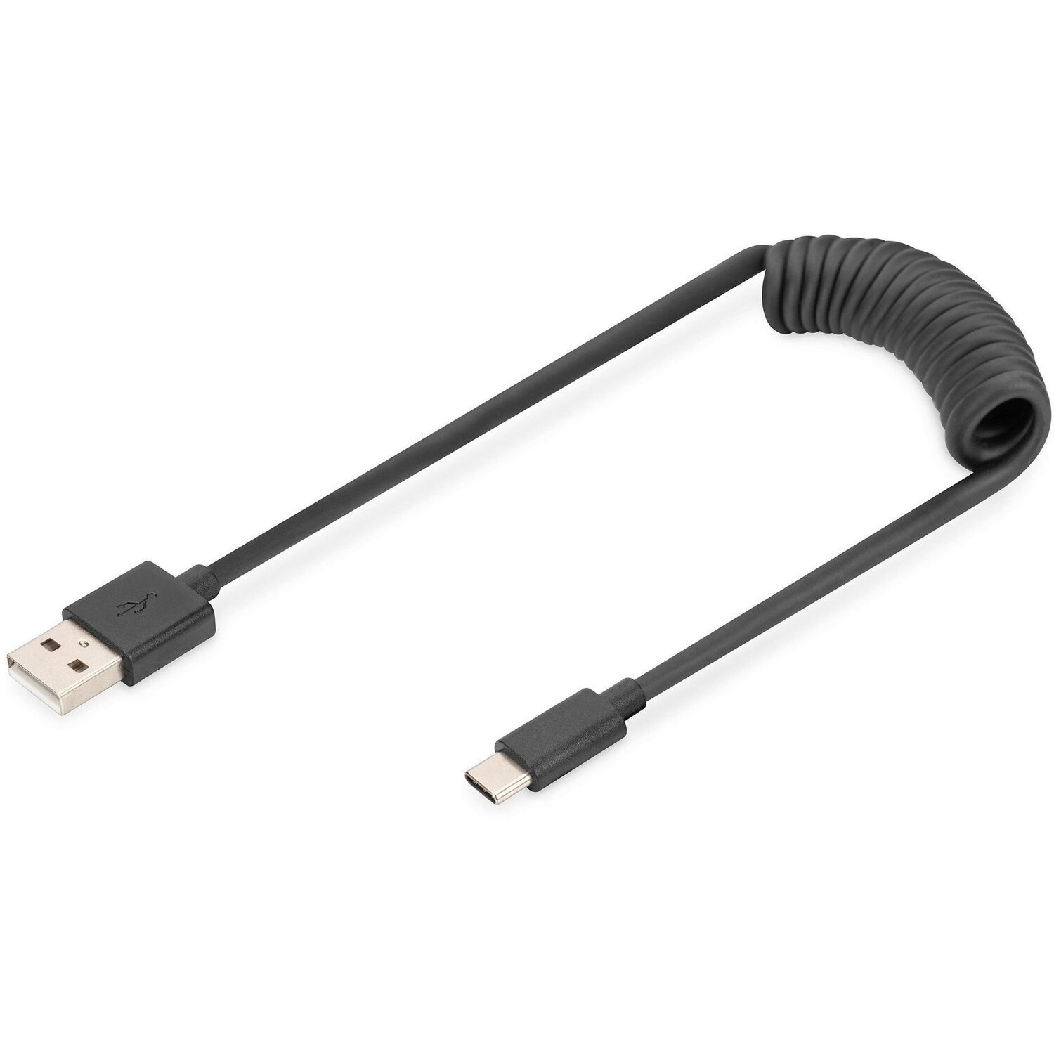 Кабель DIGITUS USB-А 2.0 (AM/CM) spiral 0.32-1.0m black (AK-300430-006-S) фото 