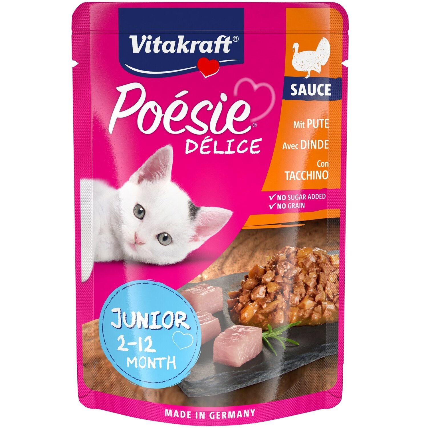 Влажный корм для котят Vitakraft Poésie Délice pouch индейка в соусе, 85 г фото 