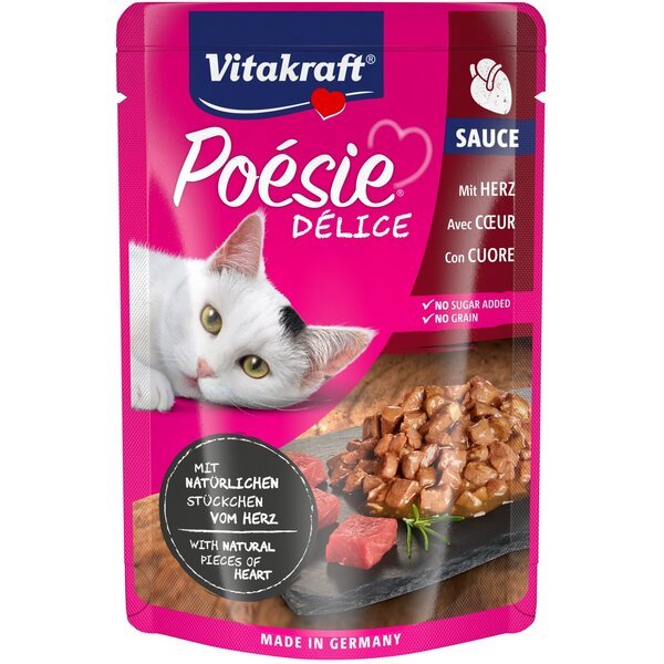 Влажный корм для кошек Vitakraft Poésie Délice pouch сердца в соусе, 85 г