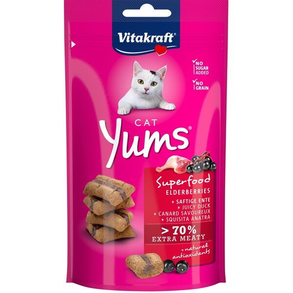 

Лакомство для кошек Vitakraft Yums с уткой и бузиной, 40 г