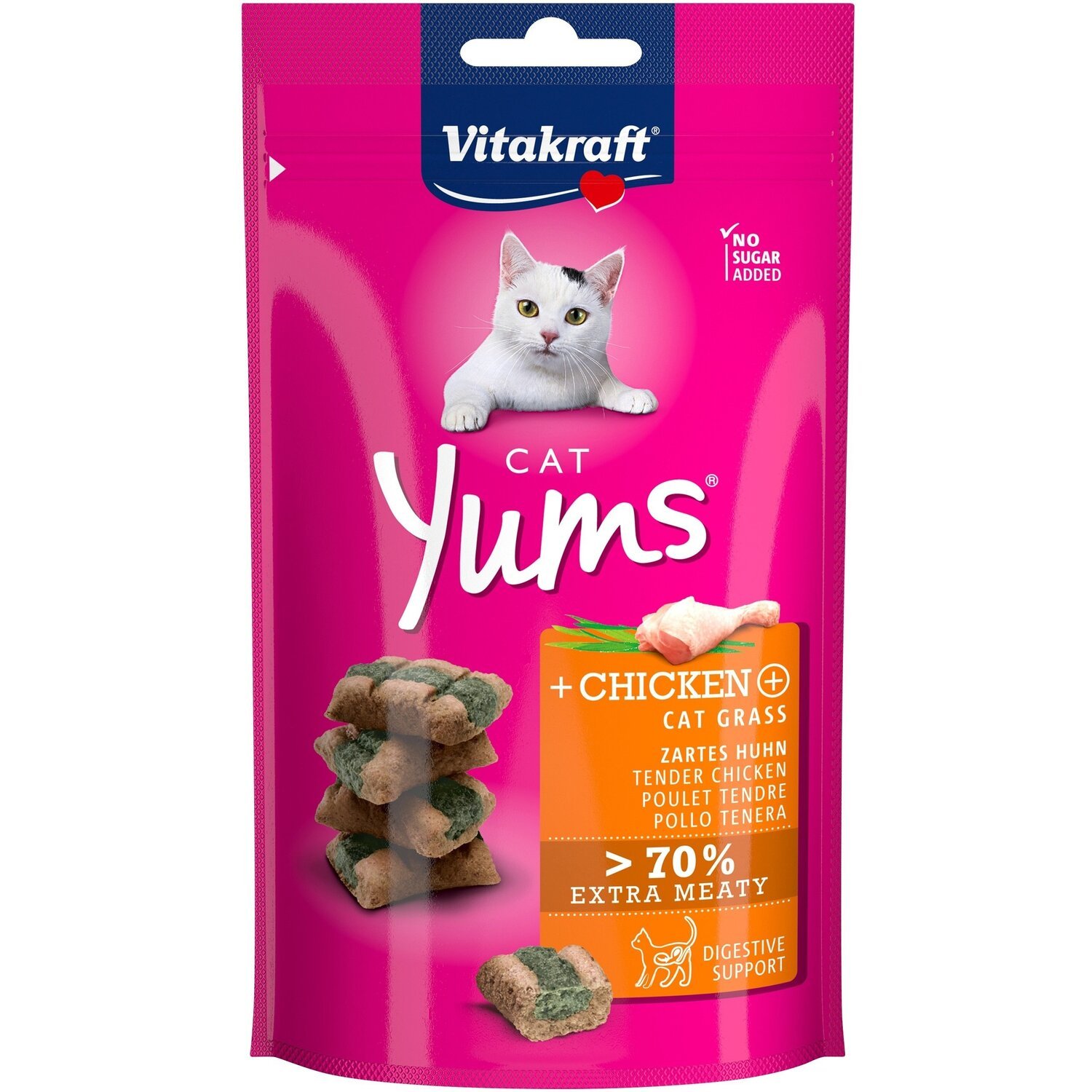 Ласощі для кішок Vitakraft Yums з куркою та котячою м&#039;ятою, 40 гфото