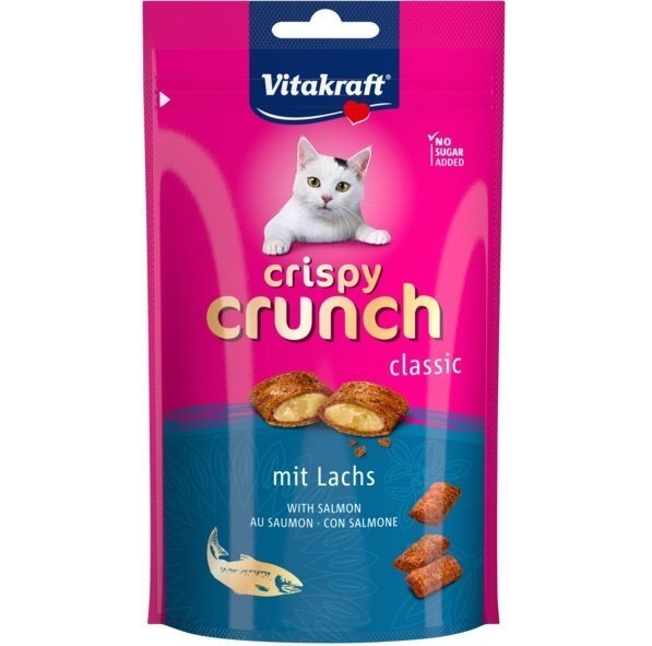 Лакомство для кошек Vitakraft Crispy Crunch подушечки с лососем, 60 г