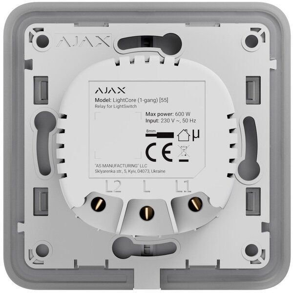 Умное реле Ajax LightCore 1-gang for LightSwitch Jeweler (000029717)