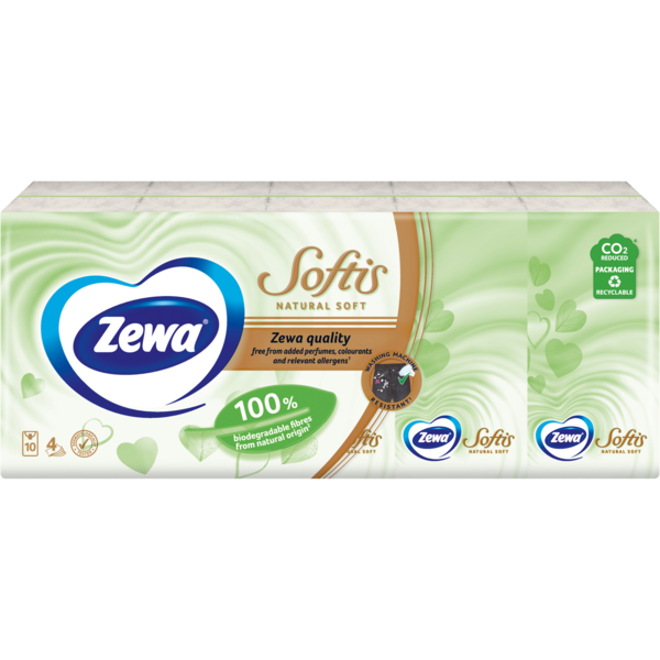 

Носовые платочки Zewa Softis Natural Soft 10x9 шт