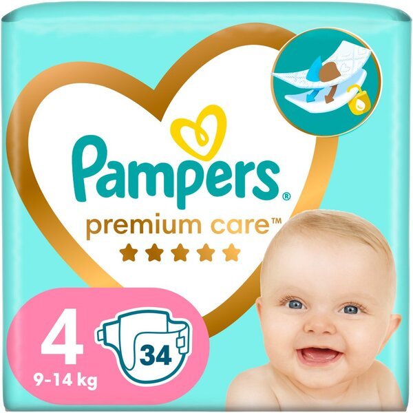 Акція на Подгузники Pampers Premium Care Размер 4 (9-14 кг) 34 шт. від MOYO