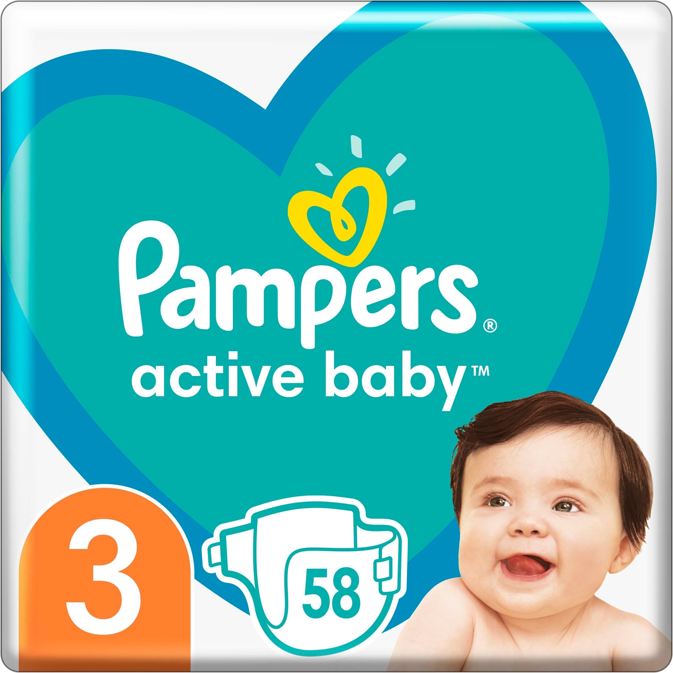 Підгузки Pampers Active Baby Розмір 3 (Midi) 6-10 кг 58 шт.фото1