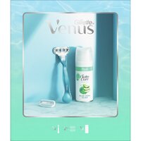 Подарочный набор Venus Smooth Бритвенная ручка + 2 сменные кассеты + Гель для бритья Satin Care для чувствительной кожи