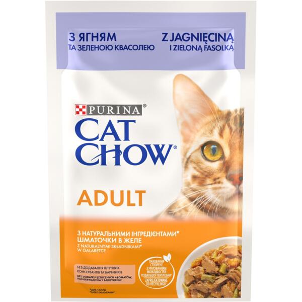 

Влажный корм для котов Cat Chow с ягненком и зеленой фасолью 85г