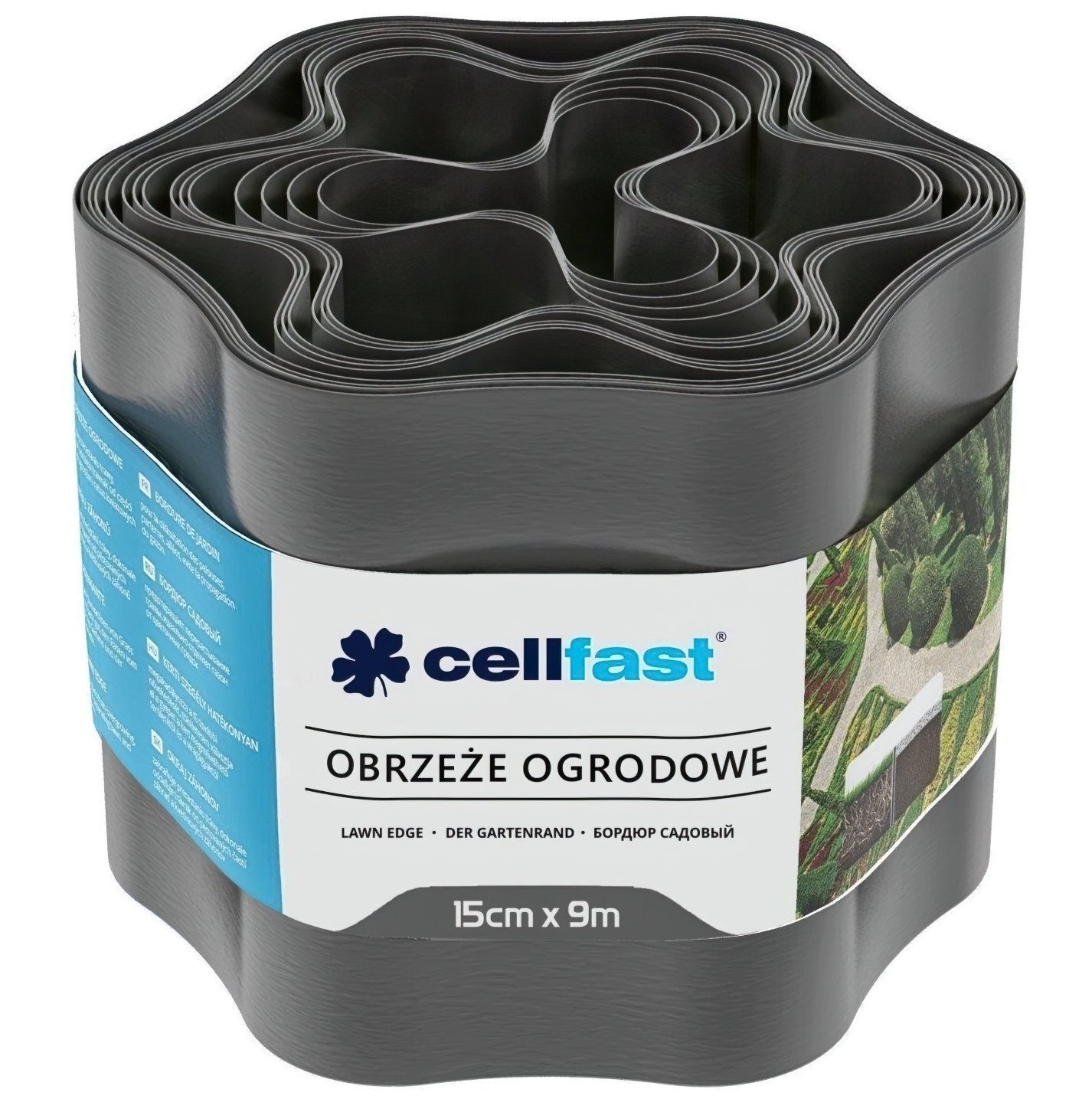 Стрічка газонна Cellfast, бордюрна, хвиляста, 15см x 9м, графіт (30-052)фото