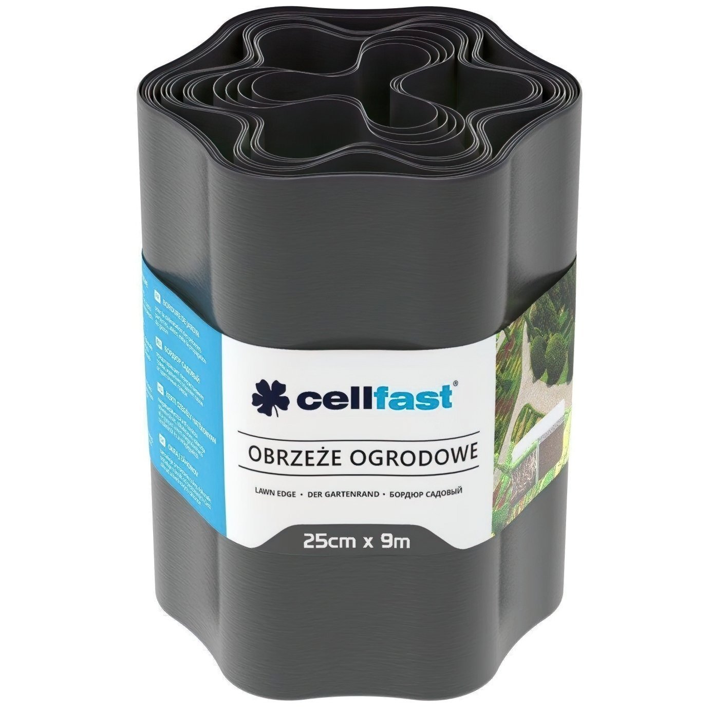 Стрічка газонна Cellfast, бордюрна, хвиляста, 25см x 9м, графіт (30-054)фото