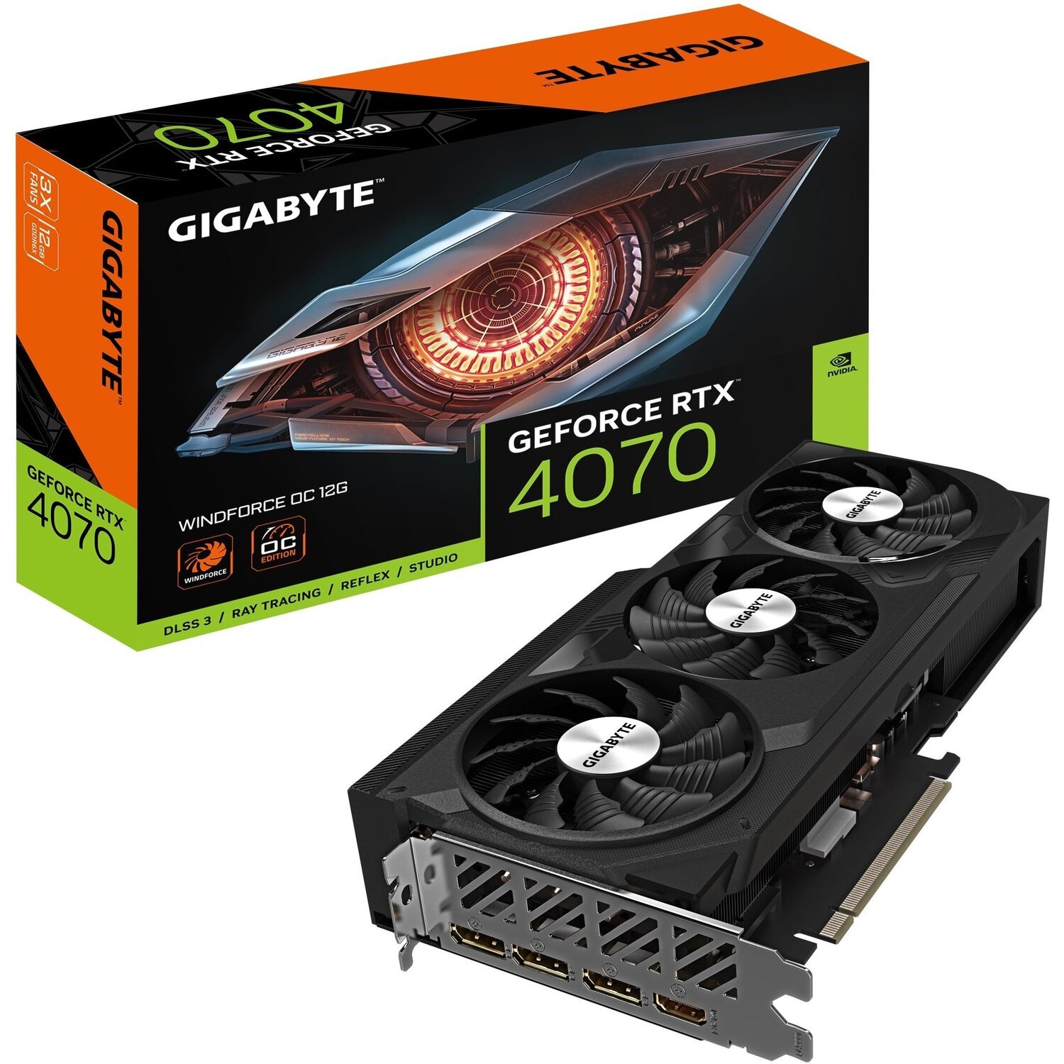 Видеокарта GIGABYTE GeForce RTX 4070 12GB GDDR6X OC (GV-N4070WF3OC-12GD) фото 