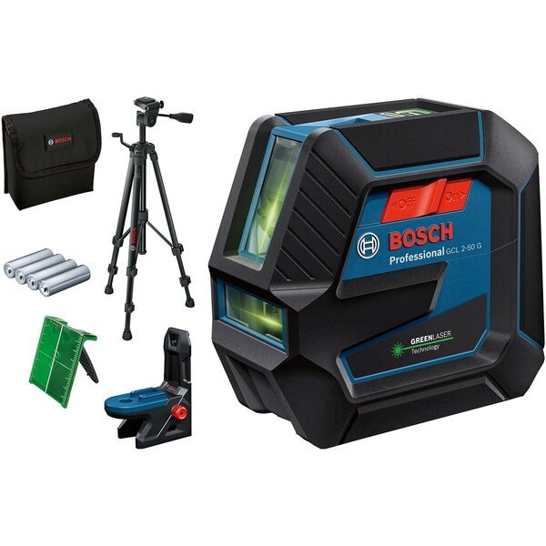 Лазерный нивелир Bosch Professional GCL 2-50 G с штативом BT 150, держателем RM 10 (0.601.066.M01)