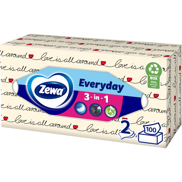 Салфетки косметические Zewa Everyday 100шт