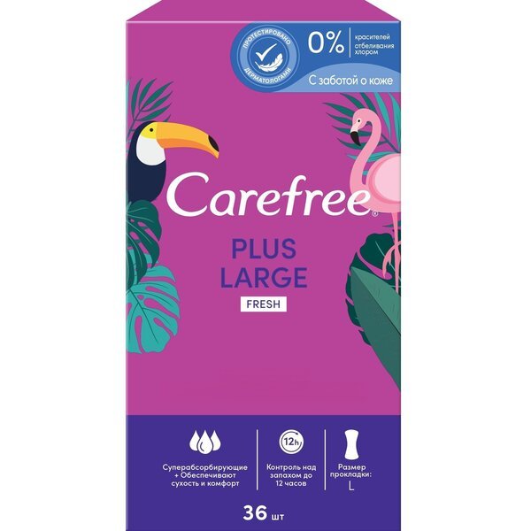 

Прокладки ежедневные гигиенические Carefree Plus Large Fresh 36шт